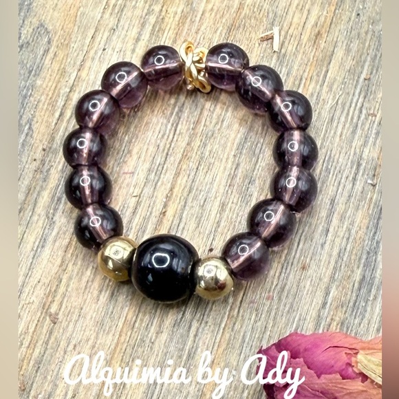 Amethyst and obsidian ring - Picture 1 of 2